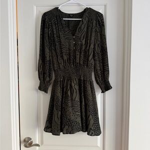 Rails Jasmine Olive Green Printed Smocked Mini Dress